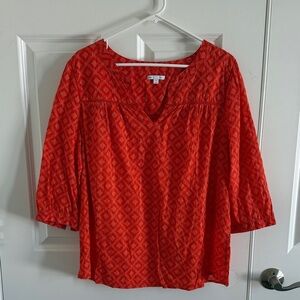 GAP 100% Cotton Orange Patterned Top Size XL
